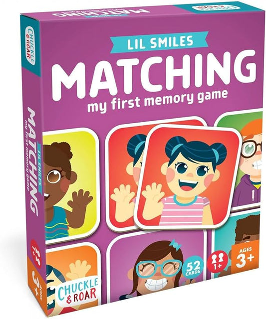 Chuckle & Roar Lil Smiles Matching Memory Game – Preschool Concentration Board Game with Friendly Faces, 3 Themed Decks (at Home, Outside, On-The-Go), 180 Cards, 2–6 Players, Ages 6+