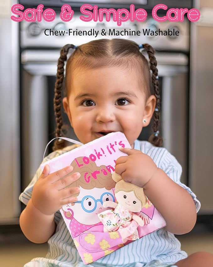 LeyaDoll Montessori Busy Book for Toddlers 1-3, 1 Year Old Girl Gifts | Toddler Airplane Travel Essentials, Crinkle Pages, Fine Motor Skills Toys, Keep Toddlers Busy, Pink Gift Box Included