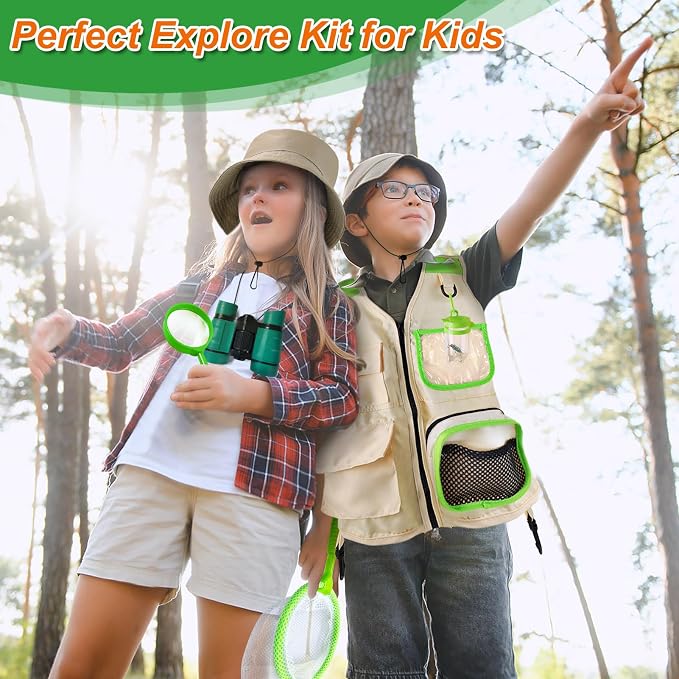 YOPINSAND Kids Explorer Kit & Bug Catcher Kit, Kids Outdoor Exploration Set | Camping Gear with Vest & Hat, Ideal Outdoor Camping Adventure Toys for Ages 3 4 5 6 7 8 Boys Girls