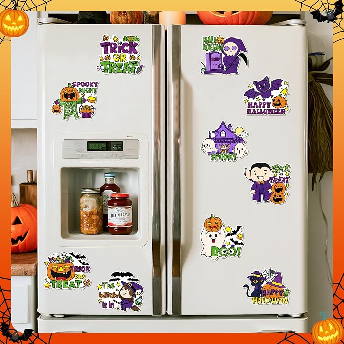 Halloween Coloring Arts Crafts Kits - 30Pcs Happy Halloween Color Your Own Magnets for Kids Trick or Treat Blank DIY Coloring Magnets for Party Fridge Refrigerator School Classroom Activities Decor