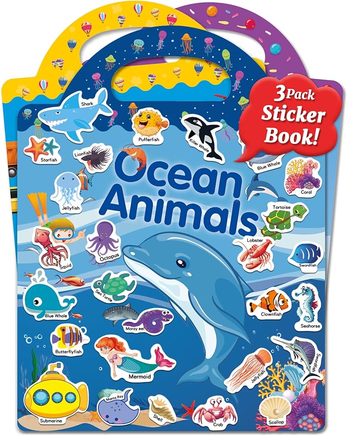 Benresive Reusable Sticker Book for Toddlers, Stickers for Kids, Travel Toy | Toddler Toys, Boys Girls Birthday Gifts, Airplane & Road Trip Essentials Kids, No Mess Waterproof Toddler Crafts Activities