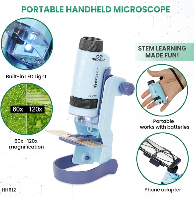 AmScope M30-ABS-KT2-W-KVB1 1200X White Metal Arm Starter Microscope Kit | 120X-1200X Magnification Range