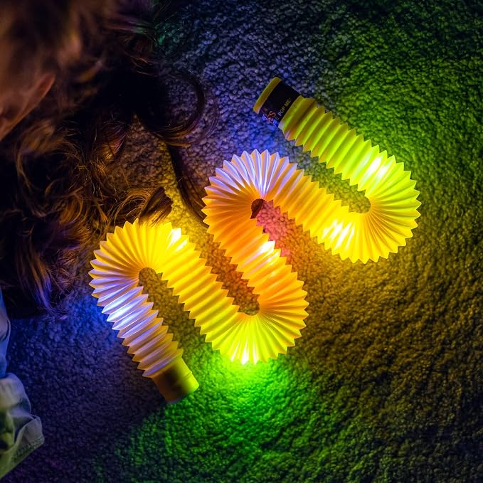 nutty toys Light Up Sensory Toys - Large Pop Tubes - Glow Sticks - Creative STEM Learning for Kids & Toddlers - Top ADHD Autism Fidget 2026, Best Boy & Girl Christmas Stocking Stuffers Gifts Idea