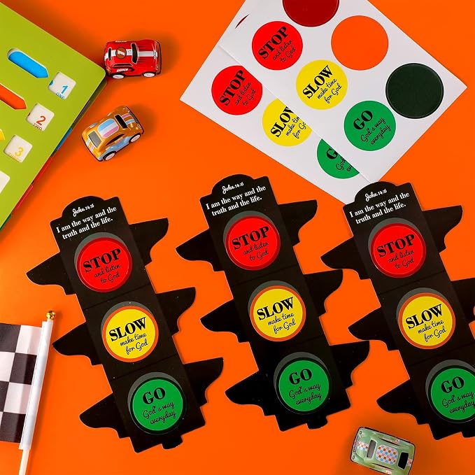 Eaasty 30 Pcs Sunday School Crafts for Kids Traffic Light Religious Crafts
