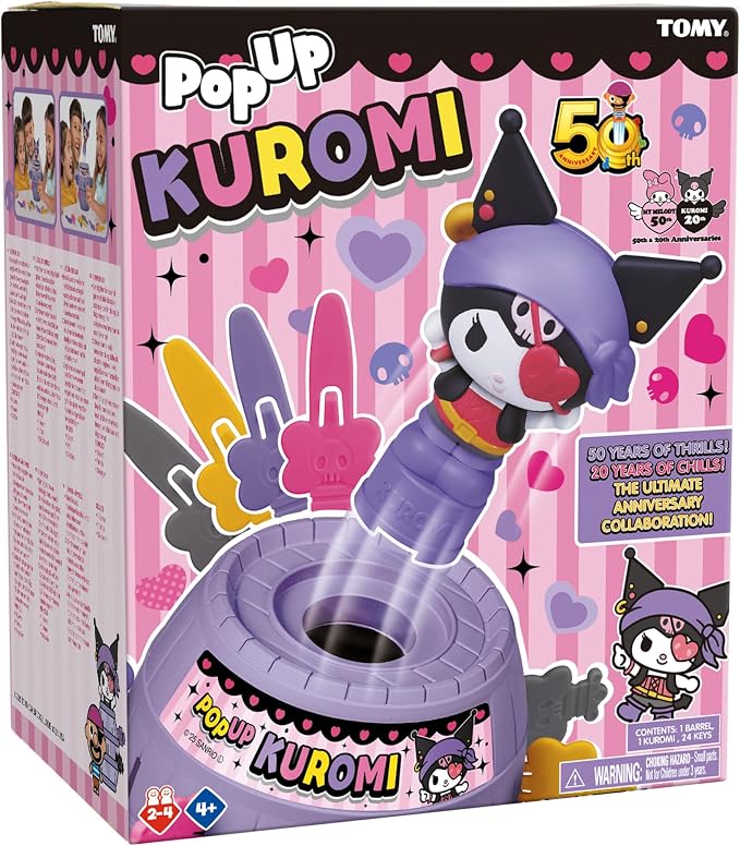 TOMY Pop Up Kuromi Game - Fast-Paced Surprise Action Game with Pop-Up Figure – Officially Licensed Kuromi from Sanrio - 2–4 Players - Ages 4+