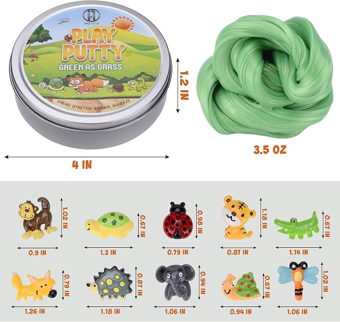 Play Putty Therapy Putty for Kids with Charms Green as Grass Theraputty Medium Resistance, Increase fine Motor Skills and Finger Strength, Occupational Therapy Toys