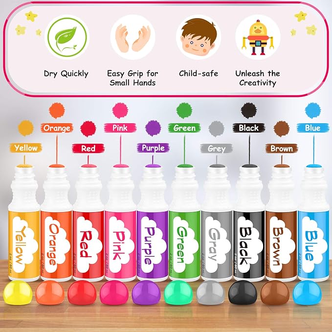 Soucolor Washable Dot Markers,10 Vibrant Colors 48 Pages Activity Book | Dot Markers 2 oz Bingo Daubers Paint Markers Set,Tearable Activity Book,Toddlers Kids Preschool Arts and Crafts Kits Supplies