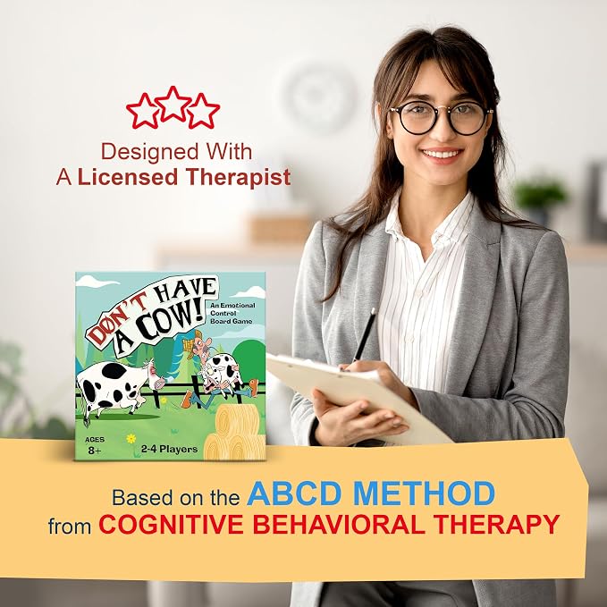 Don't Have a Cow - A CBT Therapy Game for Kids | A classic race to the finish game where you work through strong emotions along the way - Version 2