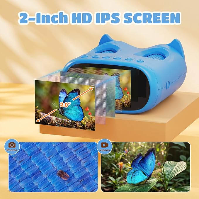 1000X Digital Microscope for Kid Handheld: 2-in-1 Telescope Portable STEM Toy - Birthday Gift for Boy Girl - Science Kits 10X Magnifying Glass for Age 3-8 8-12 USB Gadget Blue