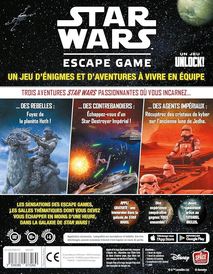 Asmodee Star Wars UNLOCK! The Escape Game - Embark on Epic Escape Room Adventures in a Galaxy Far, Far Away, Cooperative Game for Kids & Adults, Ages 10+, 1-6 Players, 1 Hour Playtime