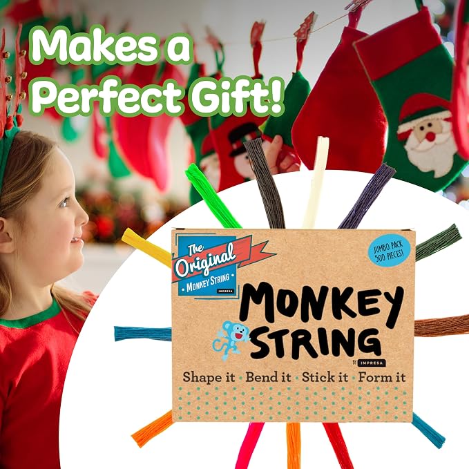 Impresa Monkey String Fidget Toys - 500-Piece, Multicolor Calming Sensory Play & Focus Aid - Arts & Crafts Sensory Kit & Silly String Noodles - Bulk Monkey Stix Fidget Pack for Kids & Adults