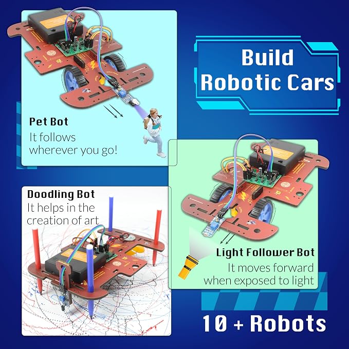 Butterfly EduFields 10in1 STEM Electronics Robotics Kit for Kids Ages 8-12 | Engineering Science Kit | Robot Building Projects | Educational Electronics Toy | STEM Learning for Boys & Girls