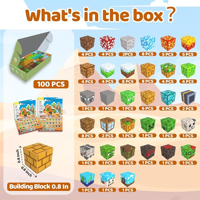 Magnetic Blocks, 100PCS Toys Building Cube Birthday Gifts for Kids | Magnetic Cubes, 0.8 inches Building Blocks, STEM Construction Toys Christmas Birthday Gifts for Kids Boys Girls