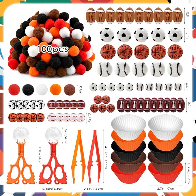 172 Pcs Sports Sensory Bin Items Baseball Basketball Soccer Football Counting Sorting Sensory Bin Filler Fine Motor Sports Counts for Summer Sorting Counting Decor