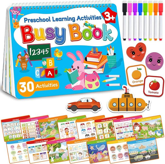 Walenced Busy Book for Toddlers 3 4 5 Year, Preschool Learning Activities | Coloring Activity Books for Kids Ages 3-5, Montessori Autism Sensory Travel Educational Toys, Gifts for 3 and Up Boy Girl