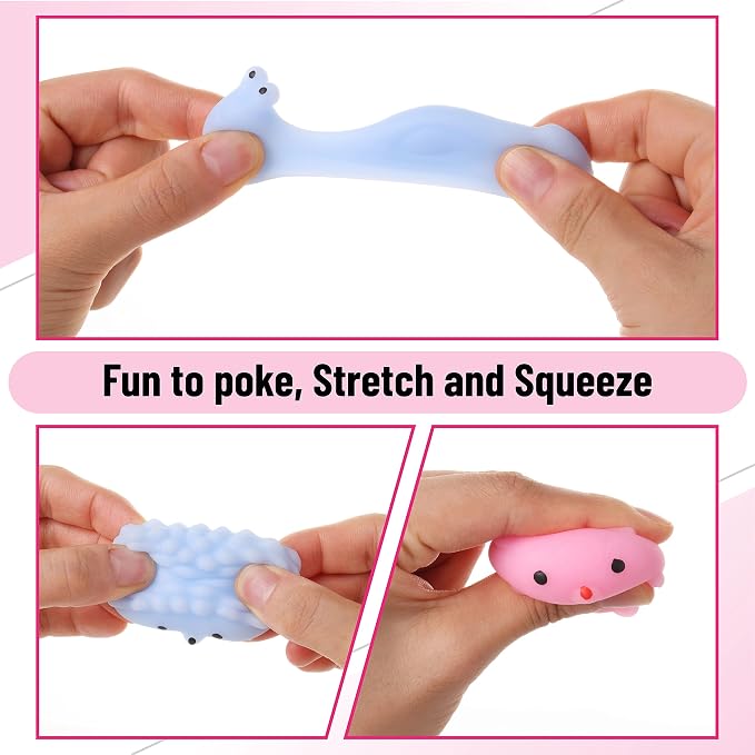 Mr. Pen- Pastel Animal Squishy Toys, 12 Pack | Washable Twistable Stretchy Squishies, Soft Stress Relief Sensory Toys for Squeezing, Cute Gifts