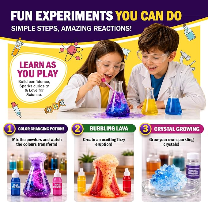 Jim&Gloria Science Kits for Kids Age 5-7 8-12 Year Old Birthday Gifts for Girls Boys, Learning & Educational Toys, Stem Toys, Chemistry Set, Science Experiments for Kids Volcano Projects
