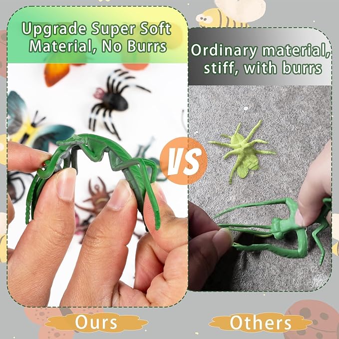 Fake Plastic Bug Insects Toys for Kids/Toddlers, Halloween Party Favors | 30 Pack, goodie bag fillers, Easter basket stuffers for education, pranks, photo props, sensory bins, birthday party favors