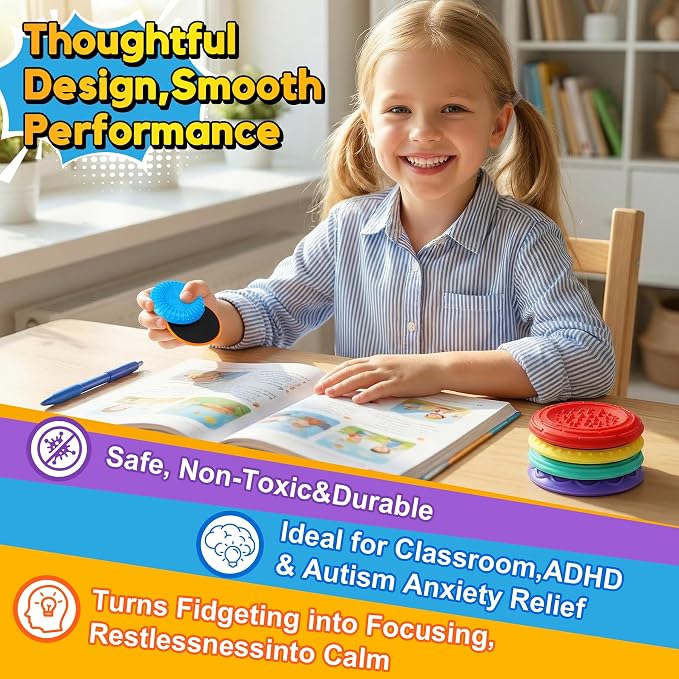 Magnetic Fidget Slider Coin Set 6 Pack, Quiet Stress Relief Toys, Sensory Sliding & Clicking Desk Fidget for Adults & Kids, ADHD Focus Anxiety Relief Office Classroom Portable Fidget Gifts