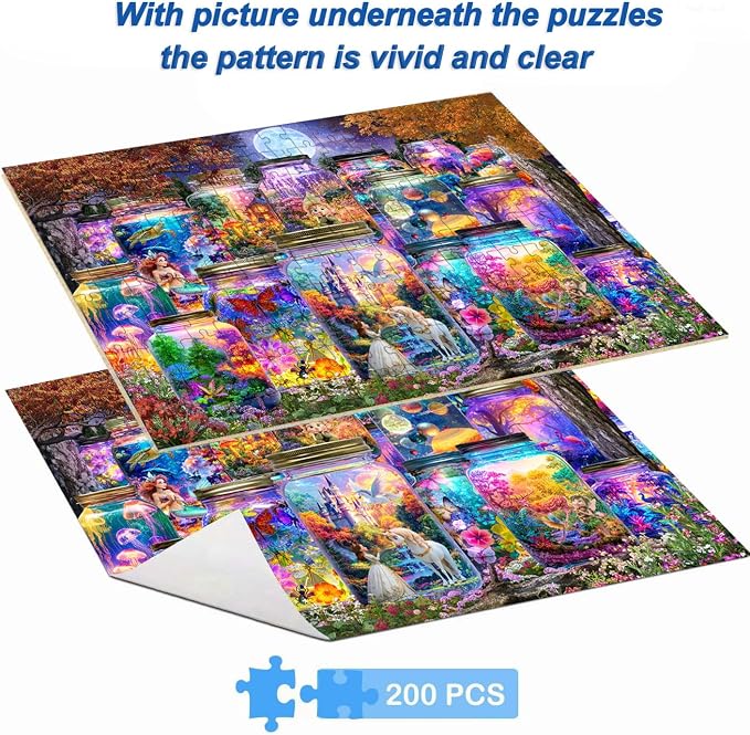200 Pieces Jigsaw Puzzles for Kids and Adults- The Dreamlike World in a Jar | Puzzles for Kids Ages 6-8 8-10 Year Old,Learning Educational Toys for Boys and Girls Ages 10-12 Year Old,Boys Girls Gifts