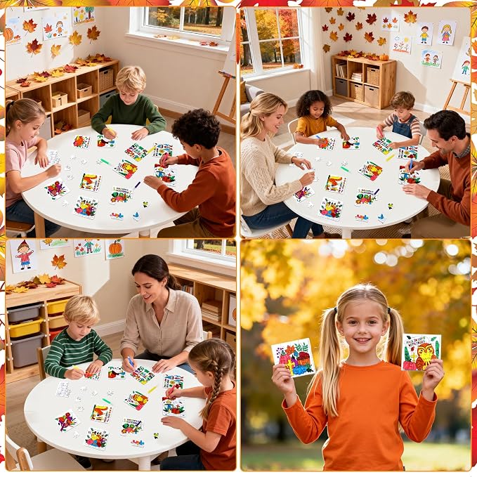 Thanksgiving Fall Crafts for Kids Religious Art Activities Blank Puzzle Toy | 24 Autumn Harvest DIY Crafts Pumpkin Turkey Cross Jesus, Christian Classroom Gift for Aldults Party Favors Game Supplies Bulk
