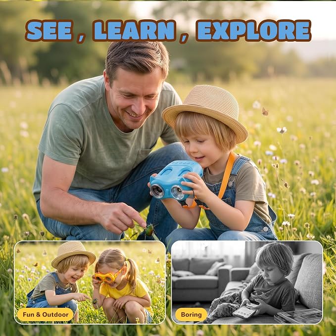 1000X Digital Microscope for Kid Handheld: 2-in-1 Telescope Portable STEM Toy - Birthday Gift for Boy Girl - Science Kits 10X Magnifying Glass for Age 3-8 8-12 USB Gadget Blue