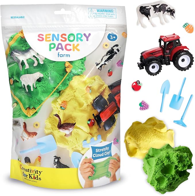 Creativity for Kids Sensory Pack: Farm, Sensory Toys for Toddlers, Pretend Play Farm Animals for Kids, Toddler Travel Toys & Screen Free Summer Supplies (Ages 3+)