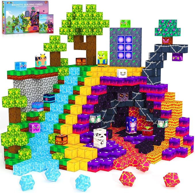 ORZbb 150PCS Magnetic Blocks, Magnetic Tiles Building Sensory Montessori Toys & Games for 3 4 5 6 7 8 9 10 11 12 13 Year Old Boys Girls Halloween Christmas Birthday Gifts