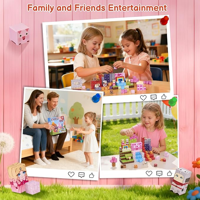 200PCS Magnetic Blocks, Magnetic Building Blocks Cubes Tiles for Kid | STEM Educational Stacking Magnets School Game Toys for Ages 3 4 5 6 7 8 9 10 11 Birthday Party Supplies Gift for Boy and Girl