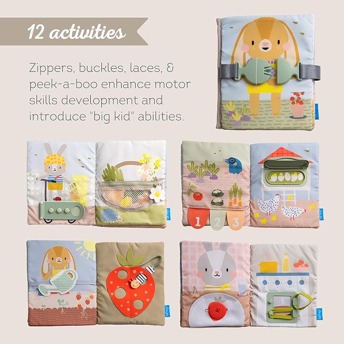 Taf Toys Busy Book for Toddlers 1-3 - Montessori Toys for 1 2 Year Old Boy Girl Birthday Gifts - Busy Book with Zippers, Buckles, Laces - Educational Learning Travel Toy Activity Books