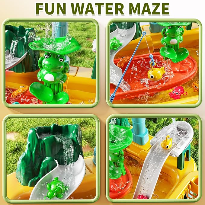 Kids Water Table Play Toy for Toddlers 4-8 Years Old | Kitchen Sink with Pump and Flowing Water, Fishing Games, Outside Sensory Gift Toys for Boys and Girls 3 4 5 6 7 8