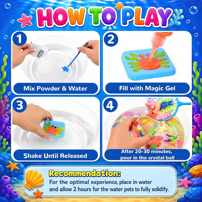 NiuSphere Magic Water Elf Toy Kit, 30 Gels & 20 Molds, Squishy Maker Set | Aqua Fairy Gel Kit, Make Your Own Squishy Water Pets, DIY Sensory Craft Kit, Party Favors & Birthday Gifts for Kids Ages 3+