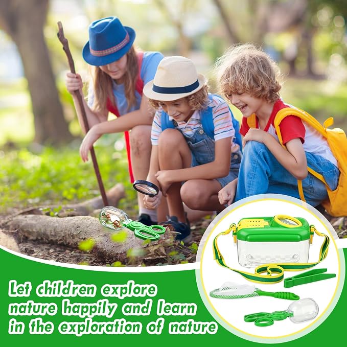 Halloscume 4 Sets Bug Catcher for Kids Insect Catching Kit, Green