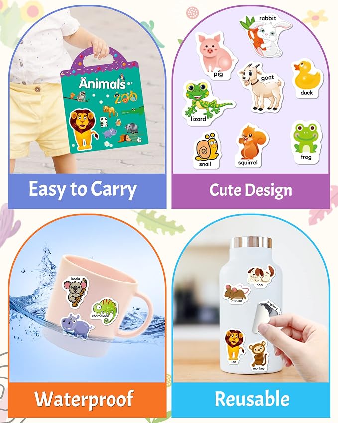 Benresive Reusable Sticker Book for Toddlers, Travel Stickers for Kids | Toddler Travel Activities Toys, Birthday Gifts for Boys & Girls, Airplane Travel & Road Trip Essentials Kids