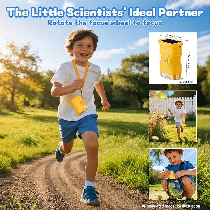1000X Handheld Microscope for Kids: Pocket Digital Microscope with 1080P&2.0''IPS Screen&Photo/Video - Portable Edu Science Kits for Girls Boys - STEM Toys Birthday Gifts Ages 3-6 6-12(Orange)