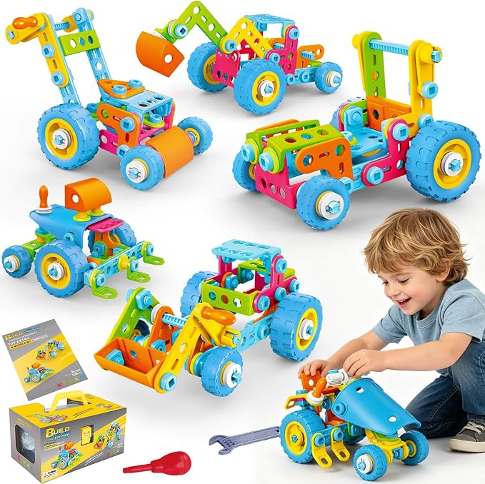 keefun STEM Toys for 4 5 6 7 8+ Year Old Boy Girl Birthday Gift, Building Toys for Kids Ages 4-8 6-8 4-6 Blocks Sets Stem Kits 5-7 4-7 3-5 Educational Learning Construction Engineering Car Truck Games