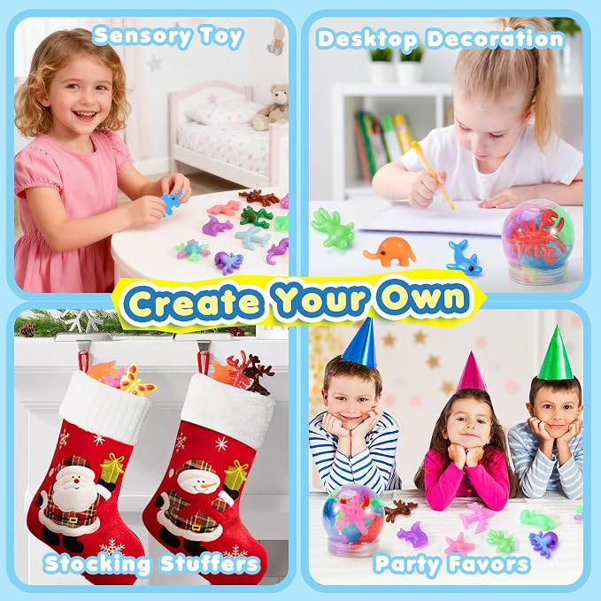URMYWO Magic Water Elf Toy Kit, Aqua Fairy Gel Kit, DIY Squishy Maker Set | 20 Gels & 24 Molds,Make Your Own Squishies,Water Pets with Glow,Glitter Gels,Creative Sensory Craft Gift for Kids Ages 4+