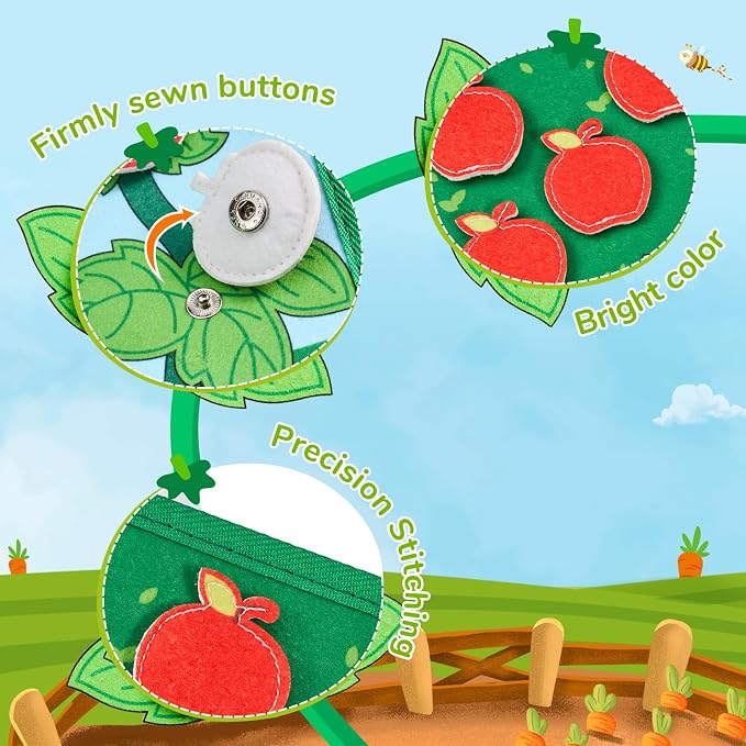 JoyCat Farm Busy Book for Toddlers 1-3, Montessori Quiet Book 15 Activities | 15 daily life activities in a farm busy book encourage hands-on learning, fine motor skills and screen-free play at home