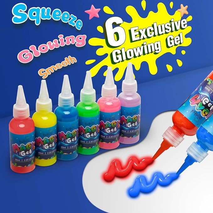 Kiditos Glow-in-the-Dark Magic Water Elf Toy Kit for Kids, DIY Craft Kit | 6 Gels & 6 Molds, Magic Aqua Fairy Water Gel Kit, STEM Science Activity, Party Favors & Birthday Gifts for Kids Ages 3+