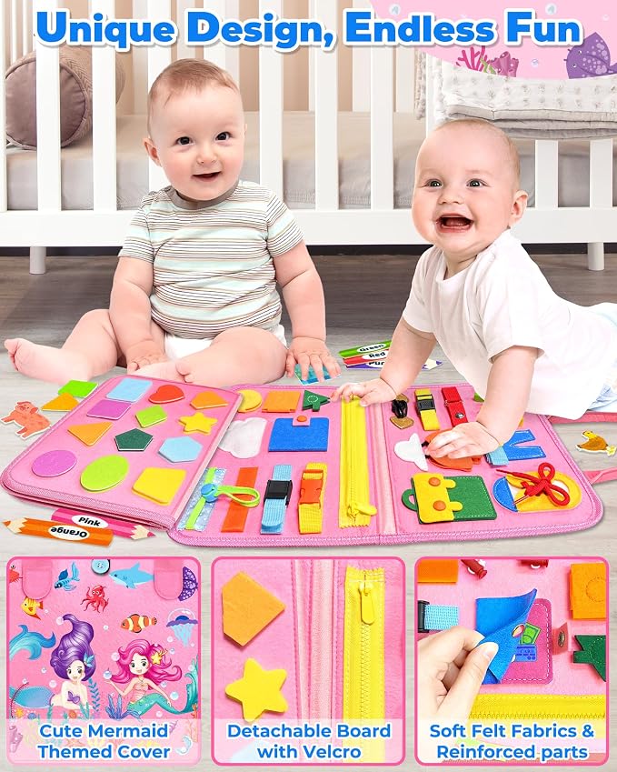 Busy Board Montessori Toys for Toddler Boy Birthday Gifts Busy Book | Sensory Toys, Airplane Car Travel Toy, Learning Educational Toys, Activity Book, Toddler Activities, Fine Motor Skills