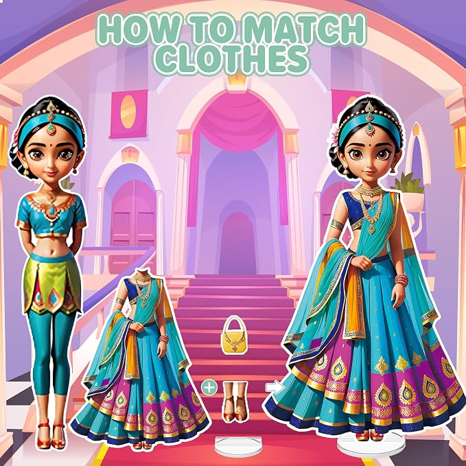 Magnetic Dress Up Dolls for Girls - Princess Magnet Paper Dolls Book with 3D City Buildings - Travel Car Trip Quiet Book Game Toys Easter Birthday Gifts for Kids Toddlers Ages 3 4 5 6 7(Style E)