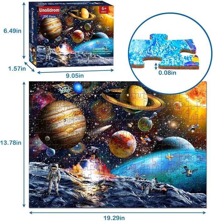 Puzzles for Kids Ages 6-8 8-10 Year Old -200 Pieces Solar System Planets | Educational Learning Toys Puzzles for Kids Ages 10-12, Gift for Boys and Girls, Home Decor