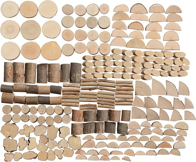 LAZACA Wood Craft Kits DIY, 250 Pcs, 19.5X13X3.5cm | Ages 5-10 Wooden Art Paint Bulk Crafts Garden Playset Loose Parts Play Materials
