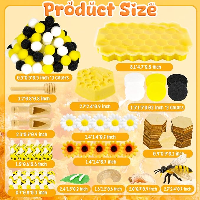 Hiawbon Bee Sensory Bin Fillers Bee Sensory Bin for 3+ Year Old | Bee Hive Montessori Toys for Toddlers, Counting Sorting Toys for Kids Honeycomb Fine Motor Toys for Early Learning
