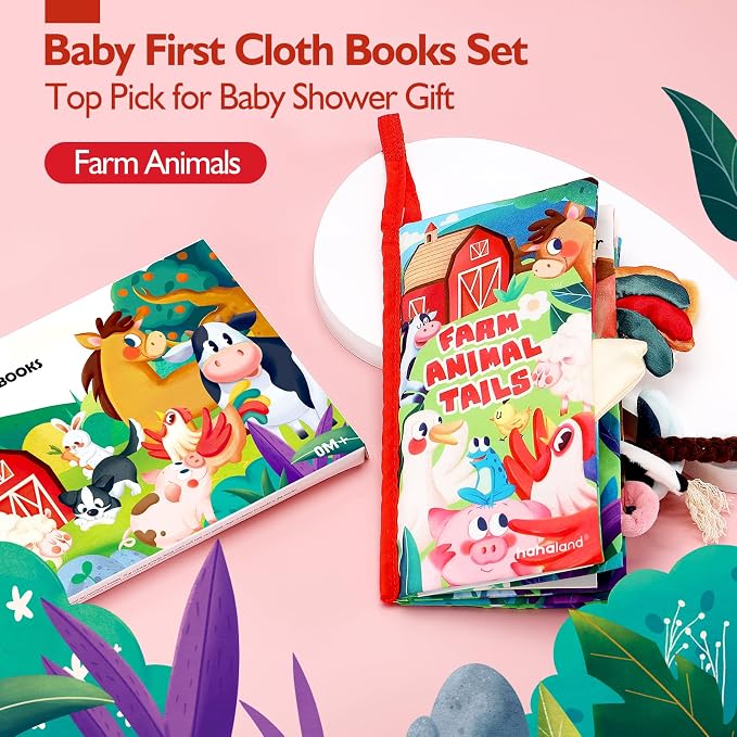 hahaland Baby Books 0-6 Months, Infant Tummy Time Sensory Toys | Touch Feel Book Gifts for Boy Girl 0-3-6-12 Month Baby Shower Birthday Easter Basket Stuffers 1PCS