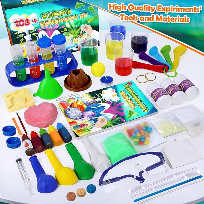 UNGLINGA 100+ Science Lab Experiments Kit for Kids | S.T.E.M Project Activities Educational Birthday Toys Gifts for Boys Girls, Chemistry Set, Gems Dig, Volcano, Glowing Worms