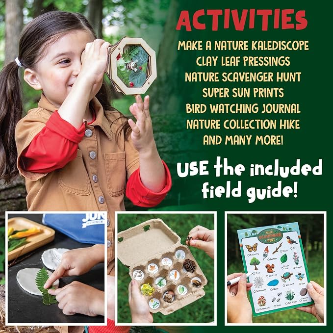 MindWare Junior Science Academy Nature Adventure Science Kit | Hands-on experiments kids set up and run themselves. Includes binoculars and scavenger hunt board. Ages 4+.