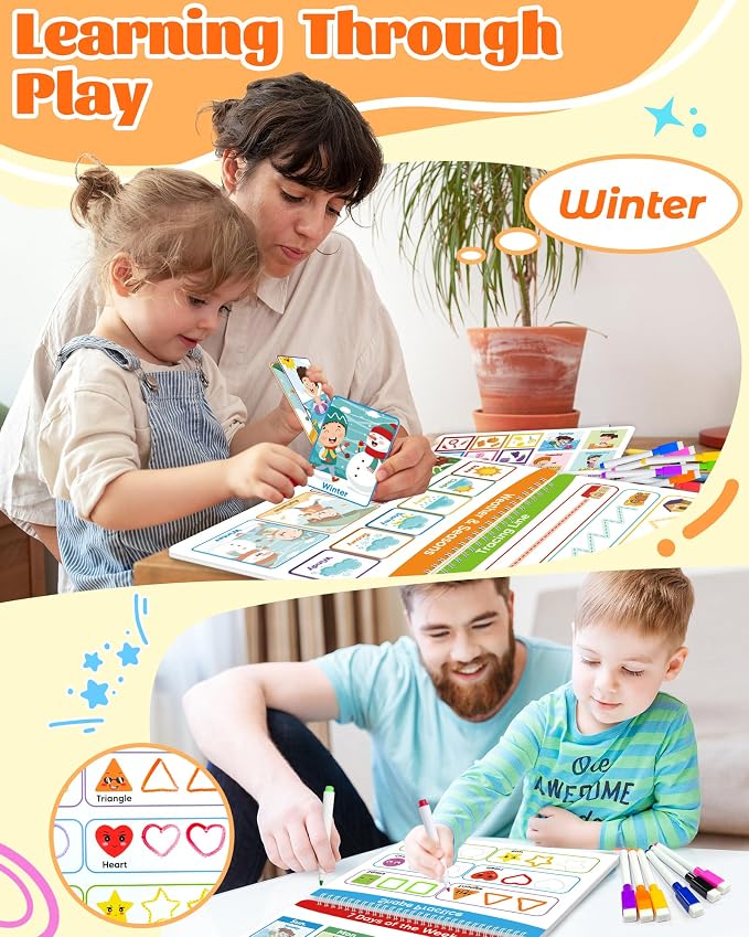 Walenced Busy Book for Toddlers 3 4 5 Year, Preschool Learning Activities | Coloring Activity Books for Kids Ages 3-5, Montessori Autism Sensory Travel Educational Toys, Gifts for 3 and Up Boy Girl