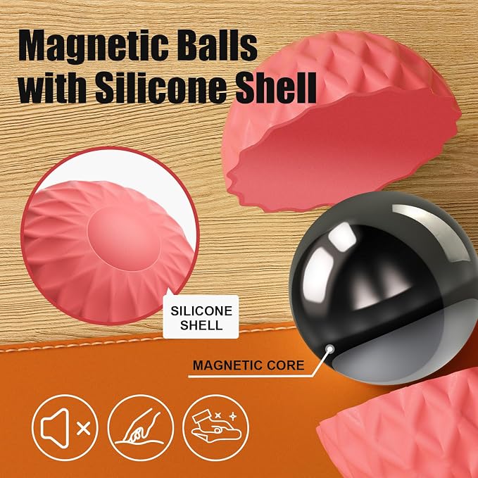 Magnetic Fidget Balls, 6 Pack Silicone Sensory Toys for Adults & Teens | Quiet Stress Relief Balls for Office, Fun Desk Toys with Textures, Calming & Relaxing Gift for Men & Women