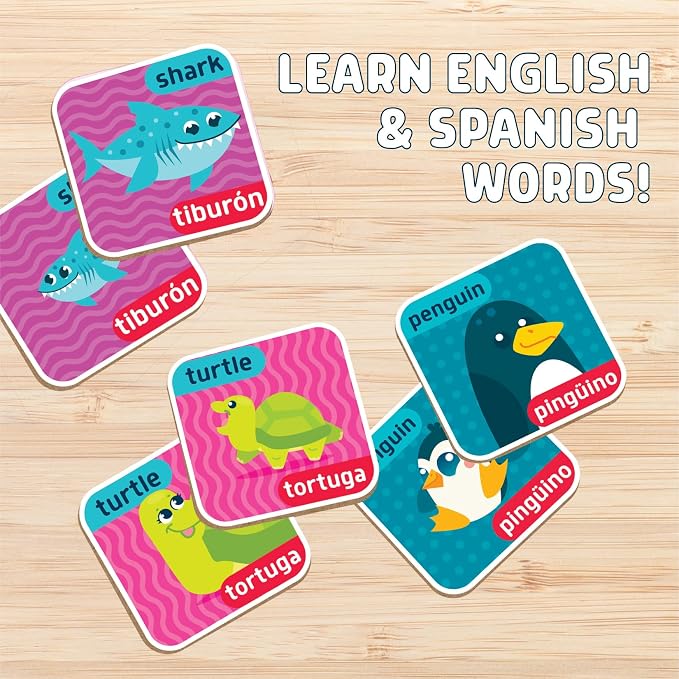 Chuckle & Roar Animals & Babies Memory Matching Game, 52 Tiles, Ages 3+ | Animal Parent-And-Baby Matches, Games for 3 Year Olds, For Road Trips & Flights, Travel Toys for Toddlers 3-5